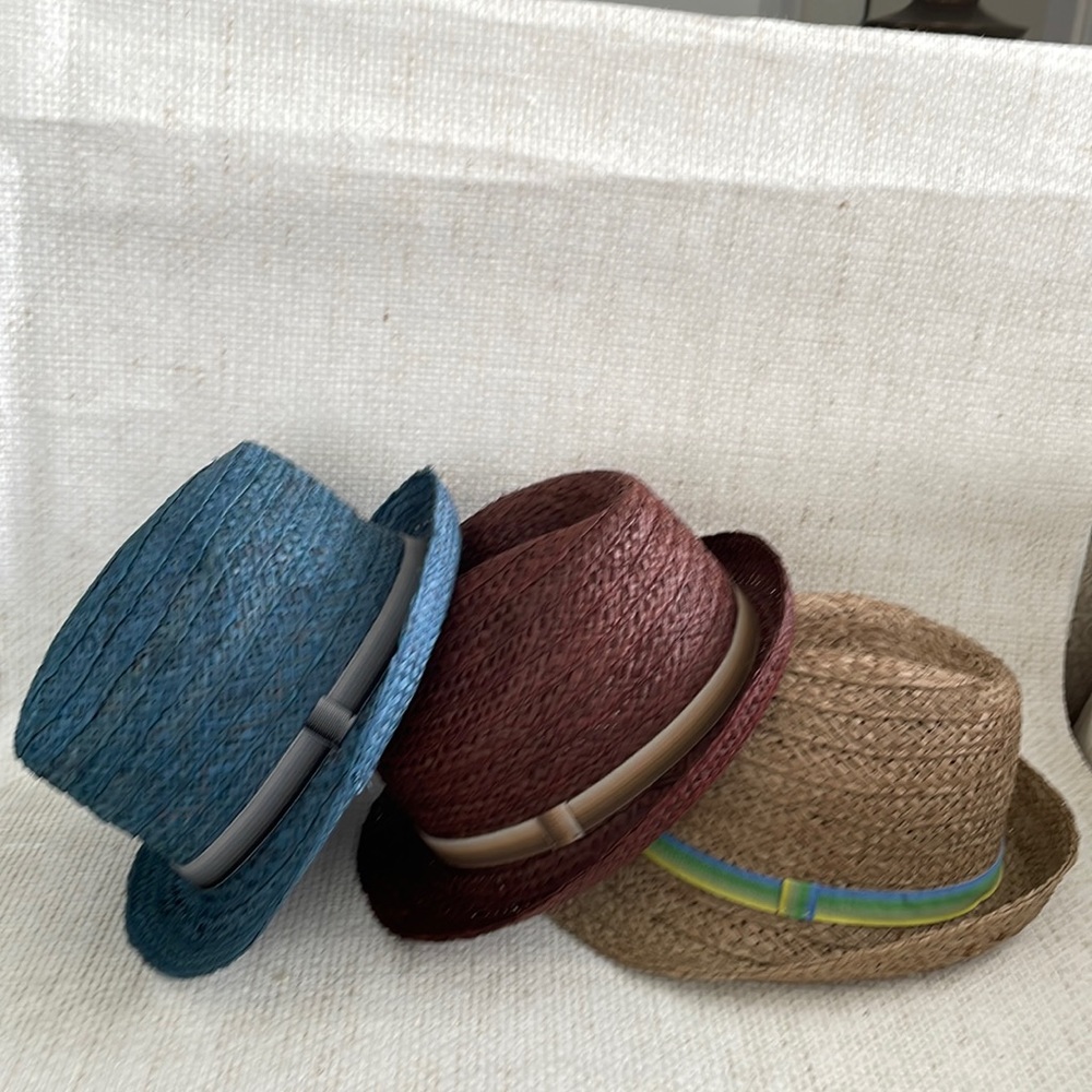 United Colors of Benetton Straw Hats 3 Qty  M/L blue, brown , tan - Picture 2 of 6